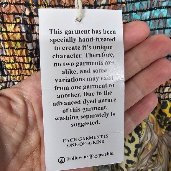 NWT Gypsie Blue Orange Green Animal Print Strapless Midi Dress Boho 1X - Picture 10 of 11